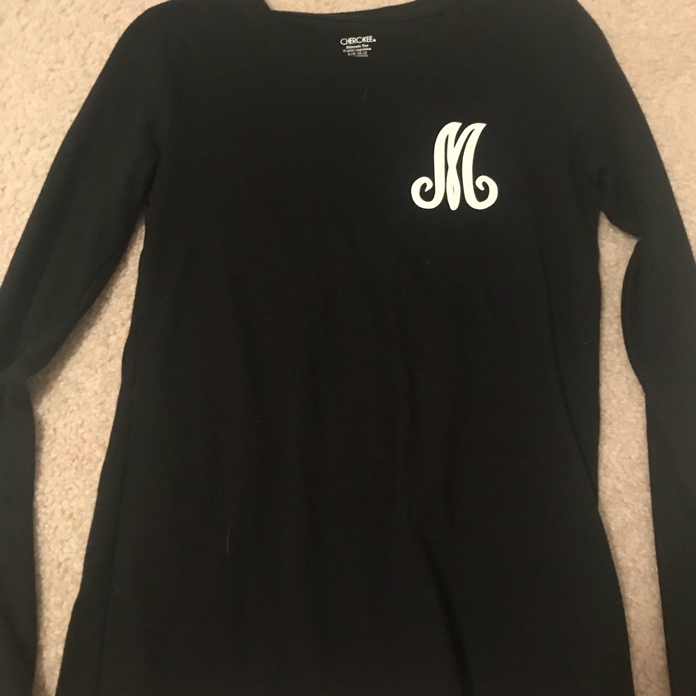 Monogrammed black long sleeve shirt